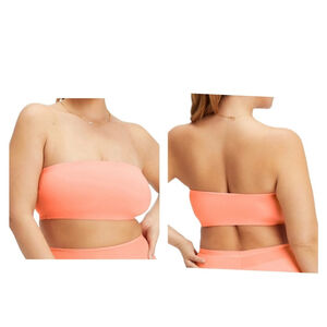 Fabletics Fine Touch Bandeau Bralette Size Small Coral Peach Orange NWT